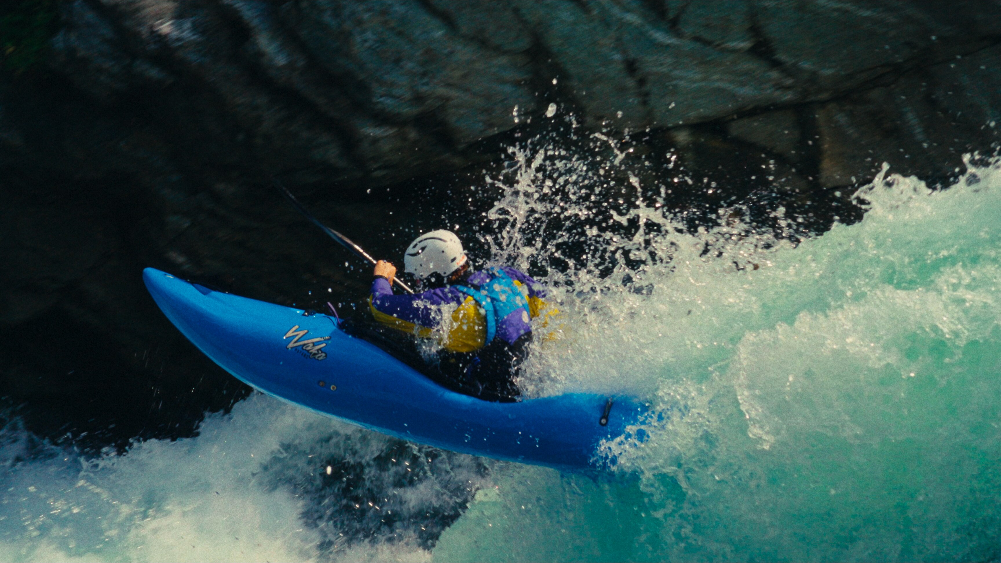 Matthias Weger taking on the rapids in his kayak